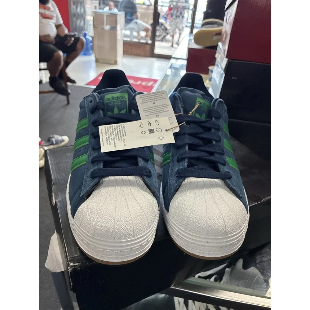 adidas Superstar ADV Mens Blue Green Sneakers Athletic Shoes JQ2098 Sz 10.5 NEW